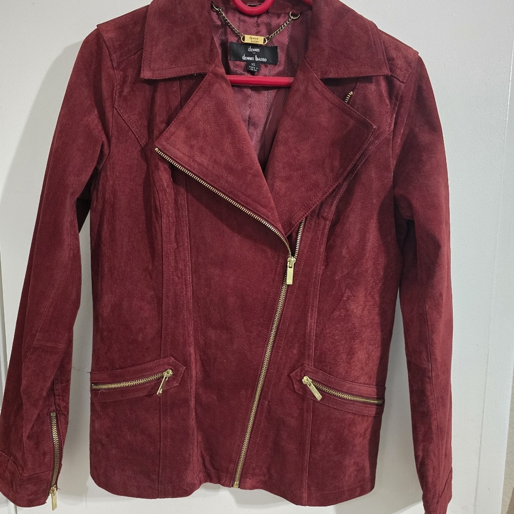 Burgundy Suede Jacket with Gold Accents